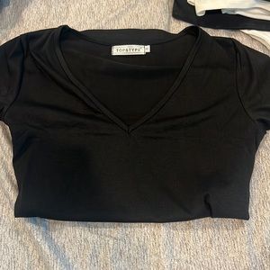 Oversized black V neck
